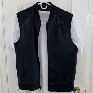 Vest black leather and slim